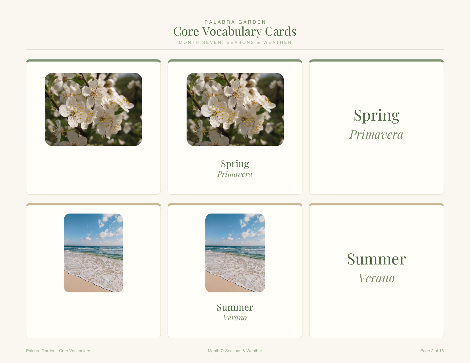 Sample page 3 from the Palabra Garden curriculum